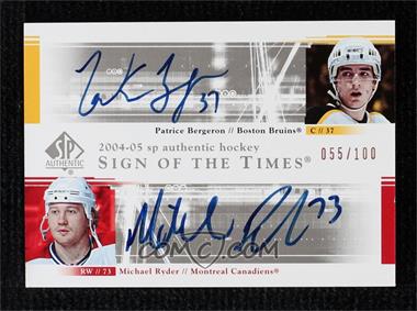 2004-05 SP Authentic - Sign of the Times Dual #DS-PM - Michael Ryder, Patrice Bergeron /100