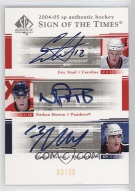 2004-05 SP Authentic - Sign of the Times Triple #TS-SHZ - Nathan Horton, Nikolai Zherdev, Eric Staal /25