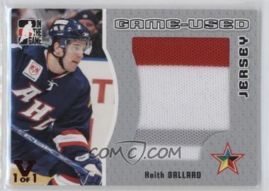 2005-06 In the Game Heroes and Prospects - Game-Used Jersey - Silver ITG Vault Ruby #GUJ-83 - Keith Ballard /1