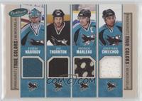 Patrick Marleau, Milan Michalek, Ryane Clowe, Steve Bernier, Evgeni Nabokov, Jo…