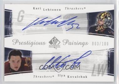 2005-06 SP Authentic - Prestigious Pairings #PP-LK - Kari Lehtonen, Ilya Kovalchuk /100