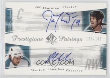 2005-06 SP Authentic - Prestigious Pairings #PP-TC - Joe Thornton, Jonathan Cheechoo /100