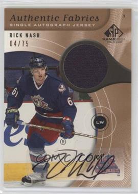 2005-06 SP Game Used Edition - Authentic Fabrics - Autographs #AAF-RN - Rick Nash /75