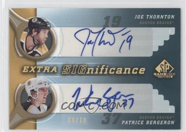 2005-06 SP Game Used Edition - Extra SIGnificance - Gold #ES-TB - Joe Thornton, Patrice Bergeron /10