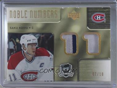 2005-06 Upper Deck The Cup - Dual-Sided Noble Numbers #DNN-KT - Jose Theodore, Saku Koivu /10 [Noted]