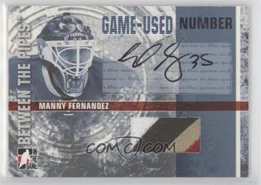 2006-07 In the Game Between the Pipes - Game-Used Number Autographs - Silver #GUN-MF - Manny Fernandez /10