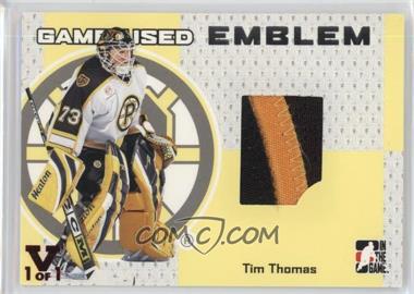 2006-07 In the Game Heroes and Prospects - Game-Used - Emblems ITG Vault Ruby #GUE-35 - Tim Thomas /1