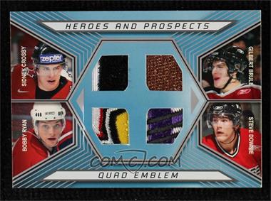 2006-07 In the Game Heroes and Prospects - Quad Emblem - Silver #QE-05 - Sidney Crosby, Gilbert Brule, Bobby Ryan, Steve Downie /10