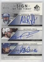 Andrew Raycroft, Michael Peca, Darcy Tucker #/25