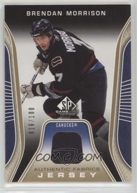 2006-07 SP Game Used Edition - Authentic Fabrics - Gold Jersey #AF-MO - Brendan Morrison /100 [Noted]