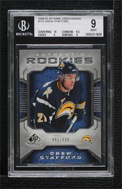 2006-07 SP Game Used Edition - [Base] #133 - Authentic Rookies - Drew Stafford /999 [BGS 9 MINT]