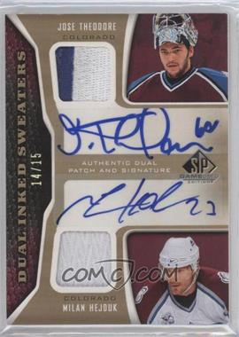 2006-07 SP Game Used Edition - Dual Inked Sweaters - Patch #IS2-HT - Jose Theodore, Milan Hejduk /15