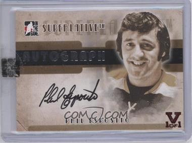 2007-08 In the Game Superlative - Autograph - Silver 14-15 ITG Vault #A-PE - Phil Esposito /1 [Uncirculated]