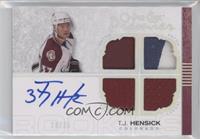 Autographed Quad Rookie Memorabilia - T.J. Hensick #/15