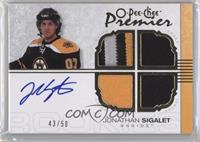 Autographed Quad Rookie Memorabilia - Jonathan Sigalet #/50