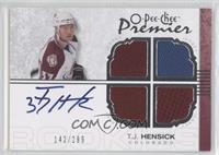 Autographed Quad Rookie Memorabilia - T.J. Hensick #/299