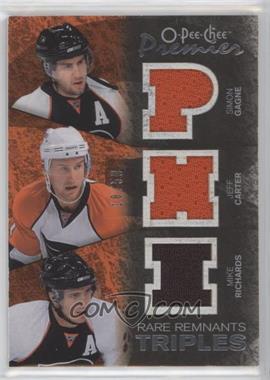 2007-08 O-Pee-Chee Premier - Rare Remnants Triples - Jerseys #PT-GRC - Jeff Carter, Mike Richards, Simon Gagne /50