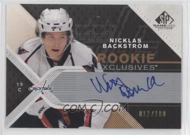 2007-08 SP Game Used Edition - Rookie Exclusives #RE-BA - Nicklas Backstrom /100