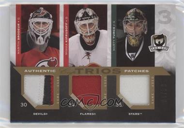 2007-08 Upper Deck The Cup - Cup Trios Jerseys - Patches #CJ3-BTK - Martin Brodeur, Marty Turco, Miikka Kiprusoff /10