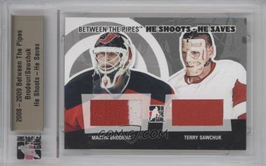 2008-09 In the Game Between the Pipes - Redemption He Shoots He Saves #HSHS-24 - Martin Brodeur, Terry Sawchuk /20 [Uncirculated]