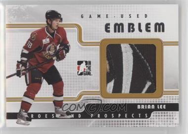 2008-09 In the Game Heroes and Prospects - Game Used Emblems - Silver #GUE-08 - Brian Lee /9