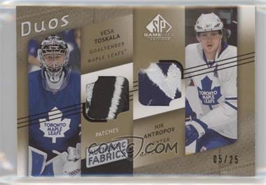 2008-09 SP Game Used Edition - Authentic Fabrics Duos - Gold Patch #AF2-AN - Vesa Toskala, Nik Antropov /25