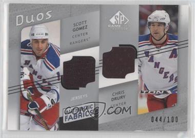 2008-09 SP Game Used Edition - Authentic Fabrics Duos #AF2-GD - Scott Gomez, Chris Drury /100