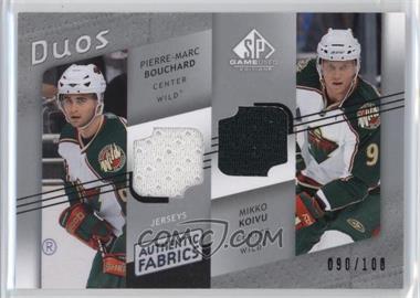 2008-09 SP Game Used Edition - Authentic Fabrics Duos #AF2-RB - Pierre-Marc Bouchard, Mikko Koivu /100