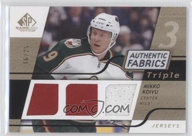 2008-09 SP Game Used Edition - Authentic Fabrics Triple - Gold #3AF-KO - Mikko Koivu /25