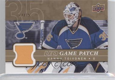 2008-09 Upper Deck - UD Game Jersey Series 1 - Patch #GJ-HT - Hannu Toivonen /15