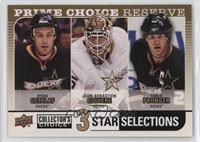 Ryan Getzlaf, Jean-Sebastien Giguere, Chris Pronger