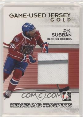 2009-10 In the Game Heroes and Prospects - Game-Used Jersey - Gold #M-46 - P.K. Subban