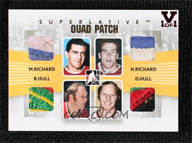 2009-10 In the Game Superlative Volume 2 - Quad Patch - Gold ITG Vault Ruby #QP-04 - Maurice Richard, Henri Richard, Bobby Hull, Dennis Hull /1