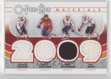 2009-10 O-Pee-Chee - OPC Quad Materials #J-CAPS - Alexander Ovechkin, Nicklas Backstrom, Tomas Fleischmann, Mike Green