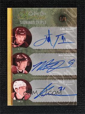 2009-10 O-Pee-Chee Premier - Premier Signings Triple - Gold #PS3-TVD - John Tavares, Matt Duchene, James van Riemsdyk /5