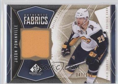 2009-10 SP Game Used Edition - Authentic Fabrics - Gold #AF-JP - Jason Pominville /100