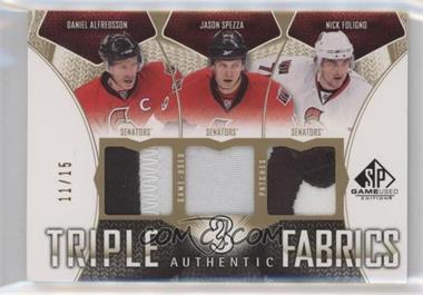 2009-10 SP Game Used Edition - Authentic Fabrics Triple - Gold Patch #AF3-ASF - Daniel Alfredsson, Jason Spezza, Nick Foligno /15