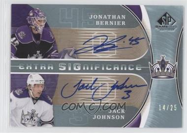 2009-10 SP Game Used Edition - Extra Significance Dual Autograph #XSG-JB - Jonathan Bernier, Jack Johnson /25