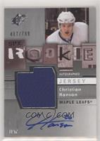 Rookie Autographed Jersey - Christian Hanson #/799