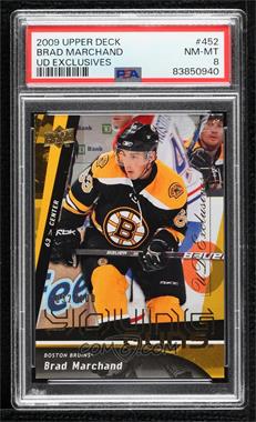 2009-10 Upper Deck - [Base] - UD Exclusives #452 - Young Guns - Brad Marchand /100 [PSA 8 NM‑MT]