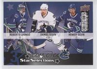 Roberto Luongo, Daniel Sedin, Henrik Sedin