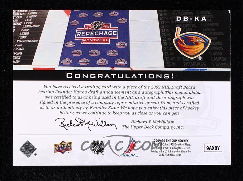 09 10 Upper Deck The Cup Auto Rookie Draft Boards Db Ka Evander Kane 25 09 10 Upper Deck The Cup Auto Rookie Draft Boards Db Ka Evander Kane 25