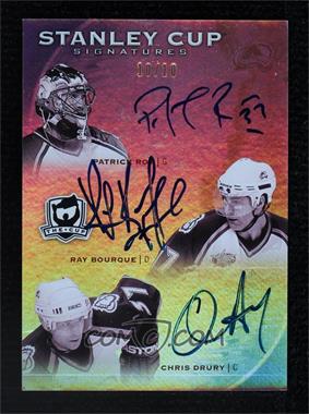 2009-10 Upper Deck The Cup - Stanley Cup Signatures Triple #SC3-RDB - Ray Bourque, Patrick Roy, Chris Drury /10