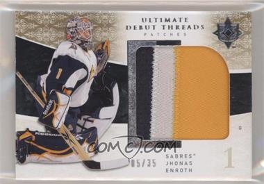 2009-10 Upper Deck Ultimate Collection - Ultimate Debut Threads - Patches #UDT-JE - Jhonas Enroth /35