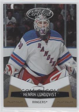 2010-11 Certified - [Base] - Platinum Gold #95 - Henrik Lundqvist /25