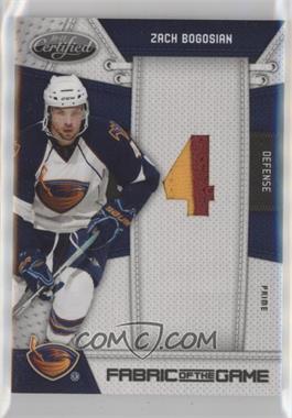 2010-11 Certified - Fabric of the Game - Die-Cut Jersey Number Materials Prime #ZB - Zach Bogosian /10