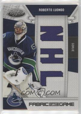 2010-11 Certified - Fabric of the Game - Die-Cut NHL Materials #RL - Roberto Luongo /25