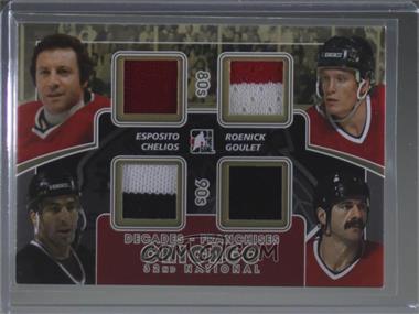 2010-11 In the Game Decades 1980s 32nd National Convention - Franchises Game-Used - Gold #CC-06 - Tony Esposito, Jeremy Roenick, Chris Chelios, Michel Goulet [EX to NM]