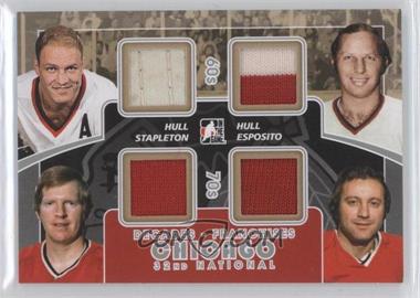 2010-11 In the Game Decades 1980s 32nd National Convention - Franchises Game-Used - Silver #CC-04 - Bobby Hull, Dennis Hull, Pat Stapleton, Tony Esposito