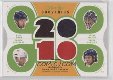 2010-11 O-Pee-Chee - Souvenirs Quadruple Game Used Jerseys #SV-CBJ - Rick Nash, Steve Mason, Derick Brassard, Jakub Voracek